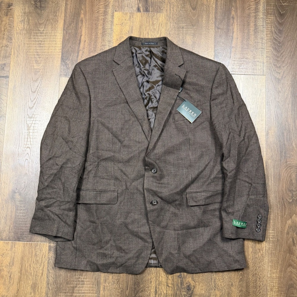 Lauren Ralph Lauren Mens 48R Brown Glen Plaid Wool Sport Coat Blazer NWT $350